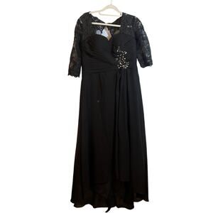 Vintage Naix Black Wedding Dress With Lace, Open Back, And Sequins Size 14